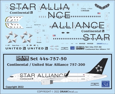 1:144 United Airlines / Continental Airlines 'Star Alliance' Boeing 757-200(W)