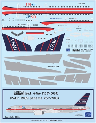 1:144 US Air (1989 cs) Boeing 757-200 with Corogard