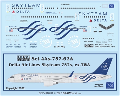 1:144 Delta Airlines 'Skyteam' Boeing 757-200 (ex TWA, 8 door)