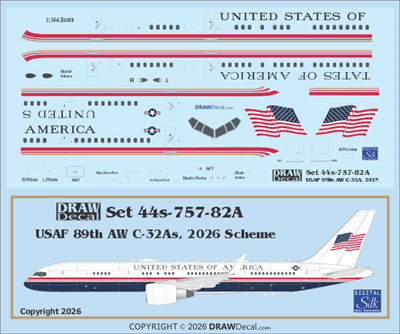 1:144 United States of America (VIP, 2026 cs) Boeing C-32A (757-200)