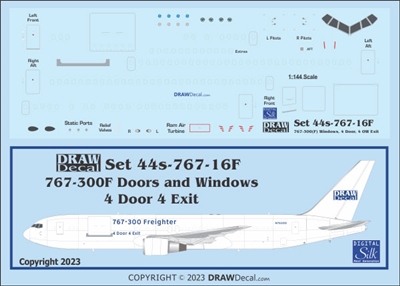 1:144 Boeing 767-300F Windows, 4 Door, 4 Overwing Exits
