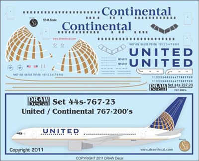 1:144 Continental Airlines / United Airlines Boeing 767-200ER