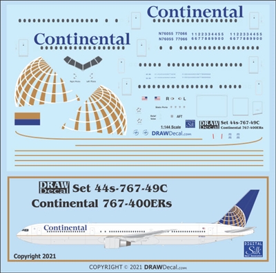 1:144 Continental Airlines Boeing 767-400ER