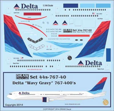 1:144 Delta Airlines (wavy tail) Boeing 767-400ER