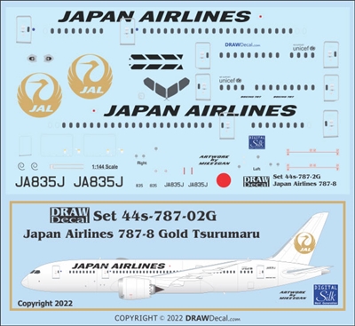 1:144 Japan Airlines (Gold logo) Boeing 787-8