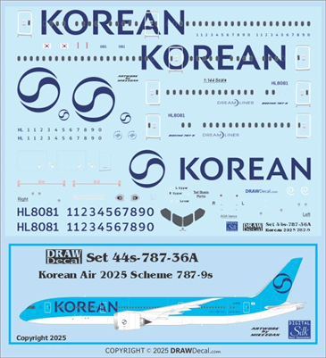 1:144 Korean Air (2025 cs) Boeing 787-9