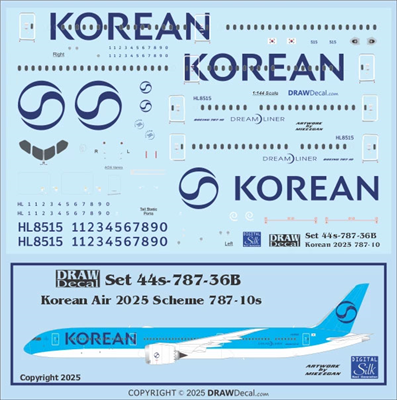 1:144 Korean Air (2025 cs) Boeing 787-10