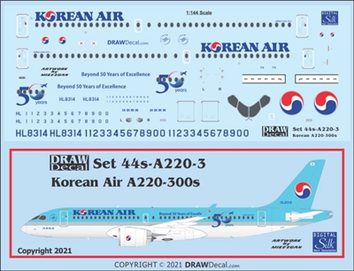 1:144 Korean Airlines Airbus A.220-300