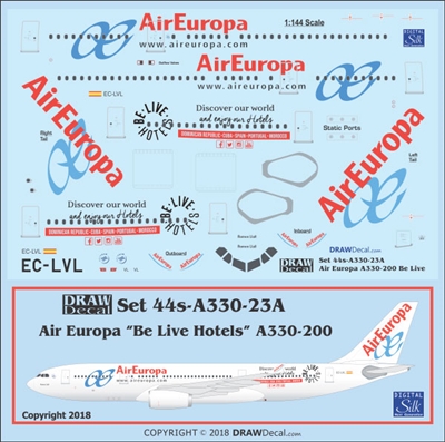 1:144 Air Europa Airbus "Be Live Hotels" A.330-200