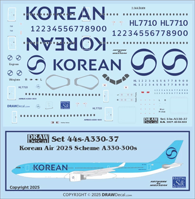 1:144 Korean Air (2025 cs) Airbus A.330-037