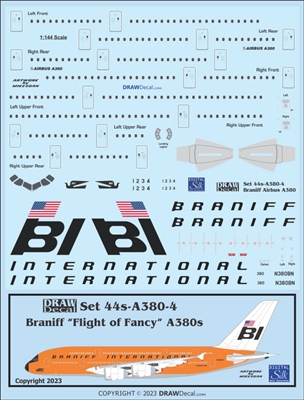 1:144 Braniff International (orange cs) Airbus A.380