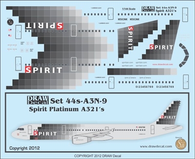 1:144 Spirit Airlines Airbus A.321, 'Platinum' scheme