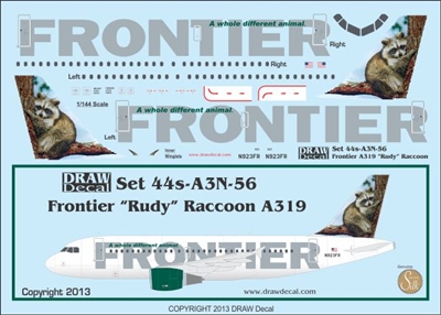 1:144 Frontier 'Rudy the Raccoon' Airbus A.319