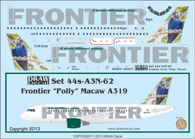 1:144 Frontier 'Polly the Hyacinth Macaw' Airbus A.319