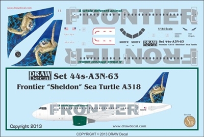 1:144 Frontier 'Sheldon Sea Turtle' Airbus A.318
