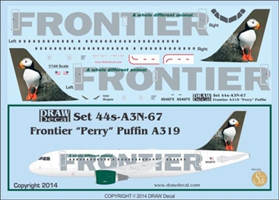 1:144 Frontier 'Perry the Puffin' Airbus A.319