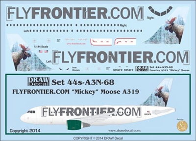 1:144 Frontier 'Mickey the Moose' Airbus A.319