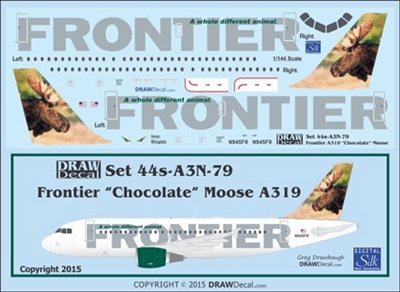 1:144 Frontier Airbus A.319. 'Chocolate' the Moose