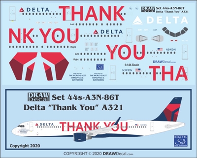1:144 Delta Airlines 'Thank You' Airbus A.321