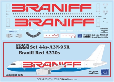 1:144 Braniff (red titles) Airbus A.320
