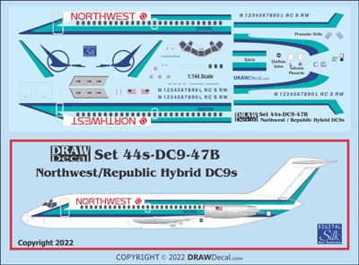 1:144 Republic Airlines / Northwest Hybrid Douglas DC-9-14/-15
