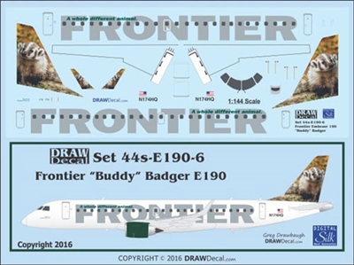 1:144 Frontier Airlines "Buddy the Badger" Embraer 190