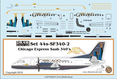 1:144 ATA Chicago Express Saab 340