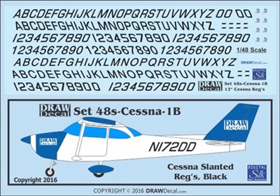 1:48 Cessna Slanted Registrations (Black)