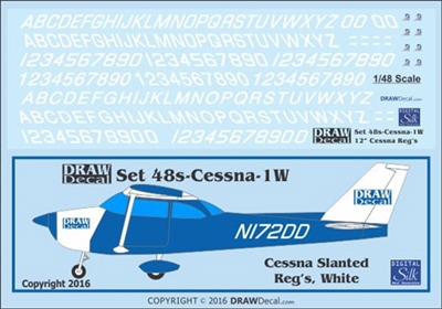 1:48 Cessna Slanted Registrations (White)