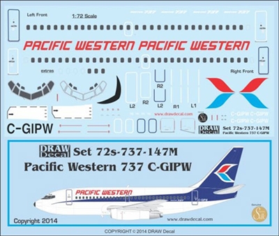 1:72 Pacific Western Boeing 737-200 (C-GIPW)