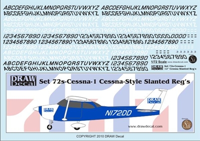 1:72 Cessna Slanted Registrations