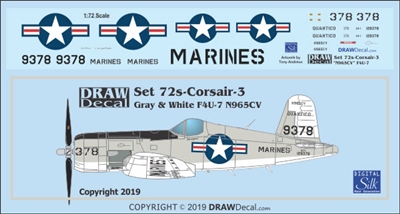 1:72 US Navy 'Gray and White' F4U-7 Corsair (N965CV)