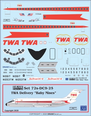1:72 Trans World Airlines (twin globe cs) Douglas DC-9-10