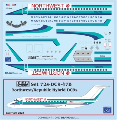 1:72 Republic Airlines / Northwest Hybrid Douglas DC-9-14/-15