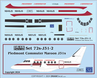 1:72 Piedmont Commuter (maroon stripes) Bae 3101 Jetstream 31