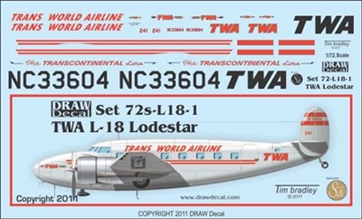 1:72 TWA Lockheed L-18 Lodestar