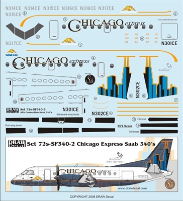 1:72 ATA Chicago Express Saab 340