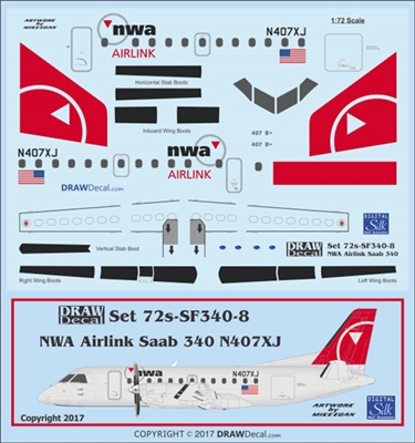 1:72 NWA Airlink Saab 340B