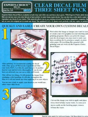 Clear Decal Paper (3 Sheets) Laser