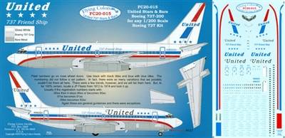 1:200 United Airlines 'Stars & Bars' Boeing 737-200