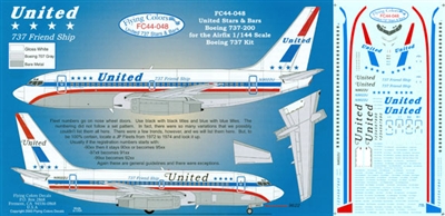 1:144 United Airlines  'Stars & Bars' Boeing 737-200