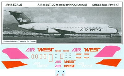 1:144 Air West (Orange & Pink) Douglas DC-9-30