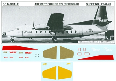 1:144 Air West (red/gold cs) Fokker F.27