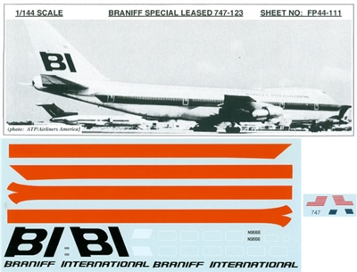 1:144 Braniff International (AA lease cs) Boeing 747-123