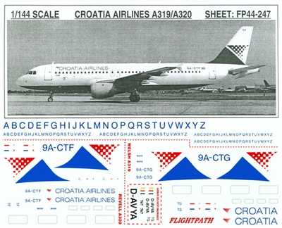 1:144 Croatia Airlines Airbus A.319 / A.320