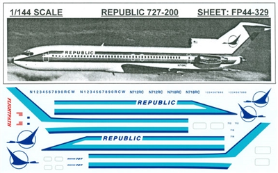 1:144 Republic Airlines Boeing 727-200