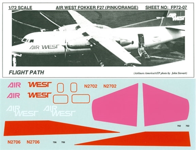 1:72 Air West (pink & orange) Fokker F.27 Friendship
