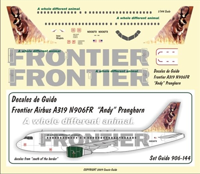 1:144 Frontier A.319 N906FR 'Andy' Pronghorn Antelope