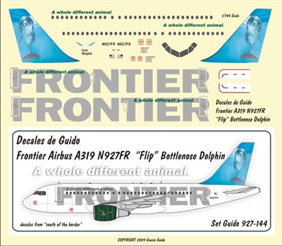 1:144 Frontier A.319 N927FR 'Flip' Bottlenose Dolphin