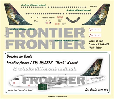 1:144 Frontier Airbus A.319 N928FR 'Hank' the Bobcat